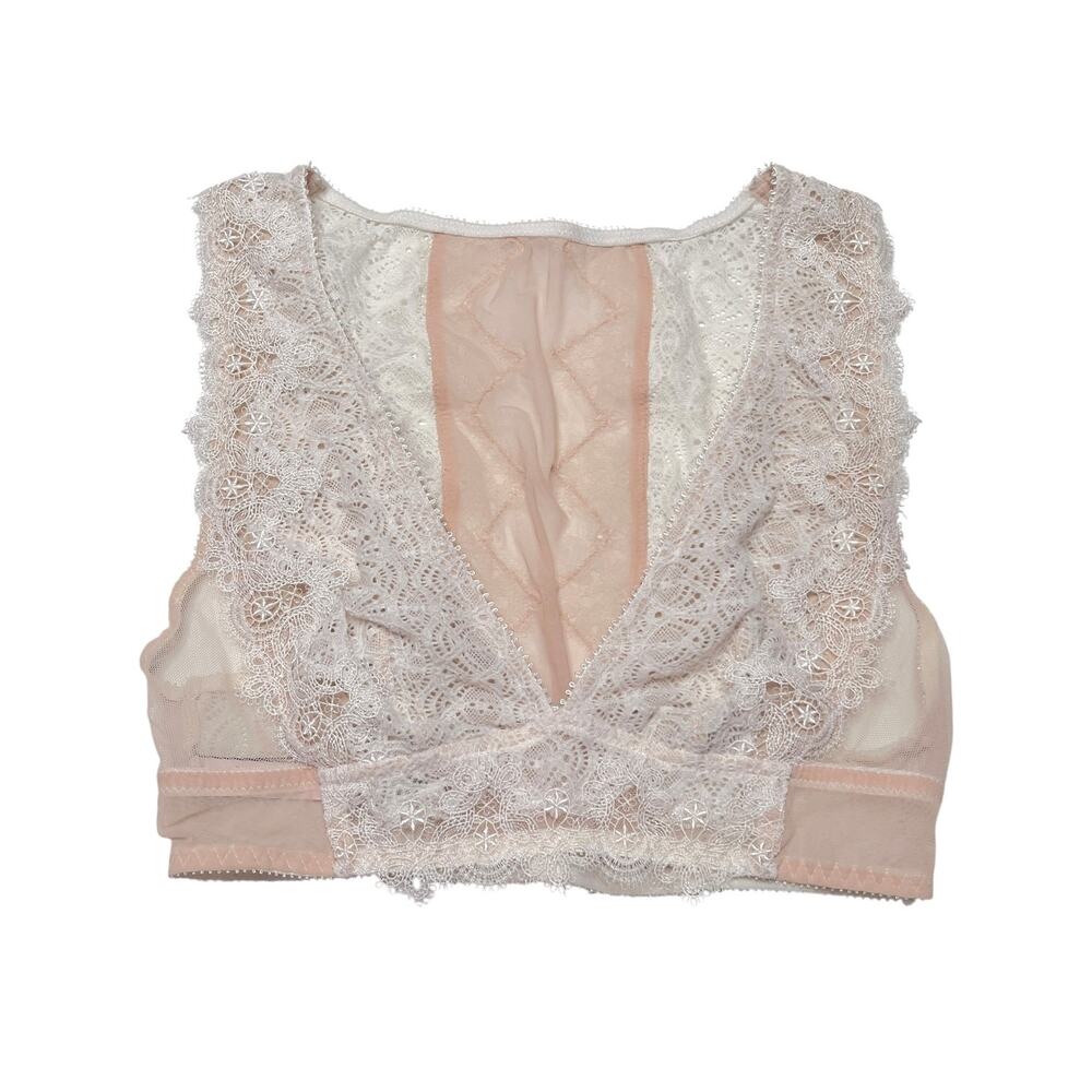 Victoria's Secret Dream Angels Chantilly Lace Plunge Bralette Size White XS